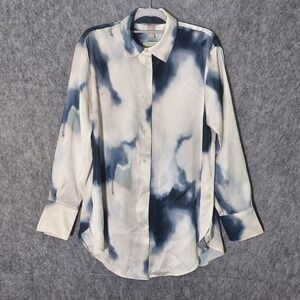 H&M Women Tunic‎ S Button Shirt Long Sleeve Cloud Shirt Retro Preppy